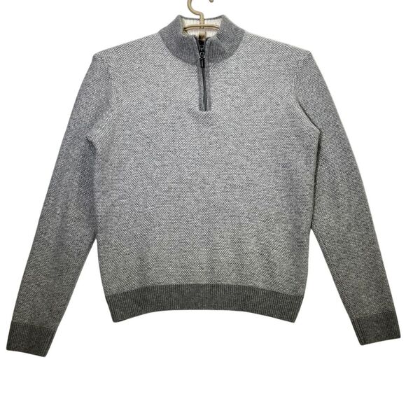 Bugatchi Solid Wool/Cashmere Quarter Zip Sweater Gray made‎ Italy size Large - Picture 1 of 7